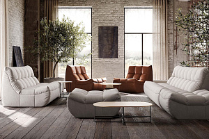 Диван ДеИтали с пуфом в стиле лофт, дизайнерские бескаркасные модели